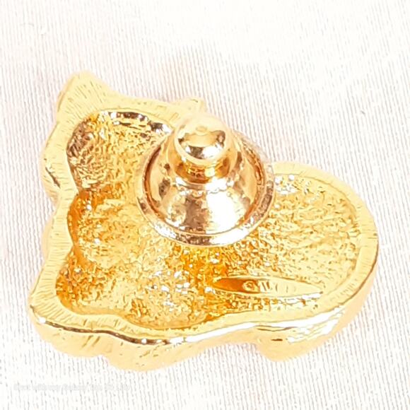 Avon Resting Cat Pin With Pearly Cabochon Belly - Picture 6 of 8